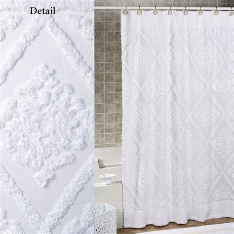 chenille shower curtain white|cotton chenille shower curtain.